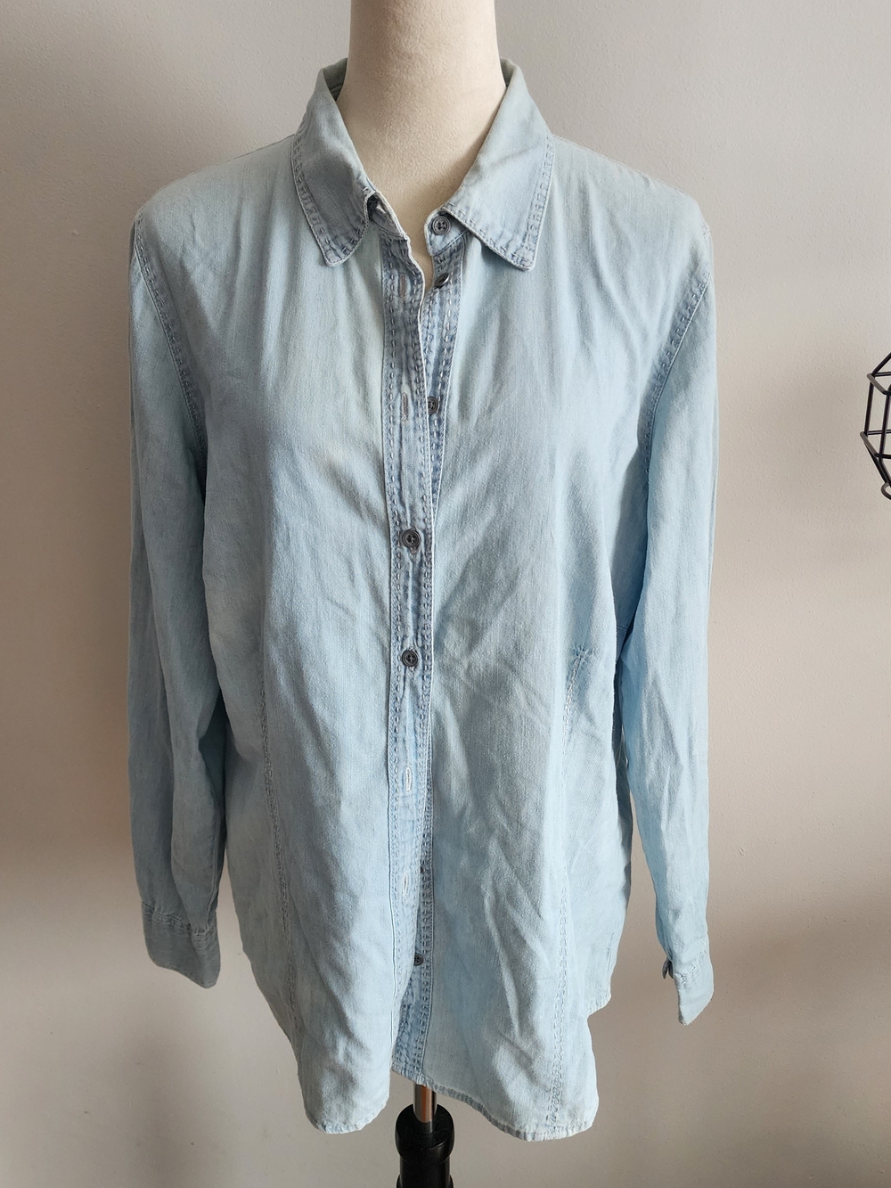 Nine West Vintage America Denim-Look Button-Down